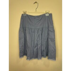 Y2K Tahari Cotton Tiered Skirt Raw Hem Light Blue sz 4